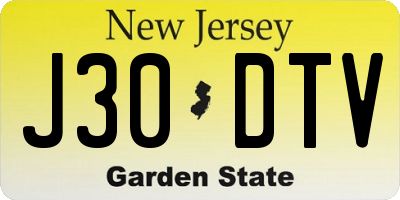 NJ license plate J30DTV