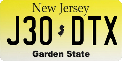 NJ license plate J30DTX
