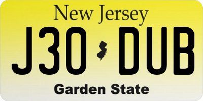 NJ license plate J30DUB