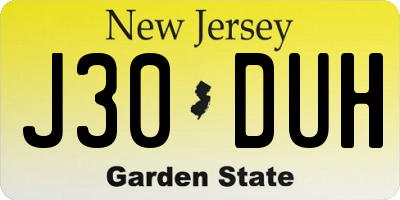 NJ license plate J30DUH