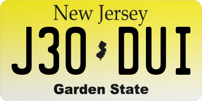 NJ license plate J30DUI