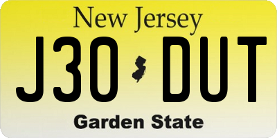 NJ license plate J30DUT