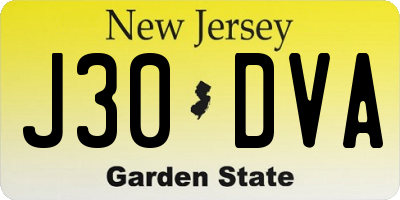 NJ license plate J30DVA
