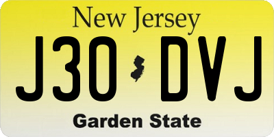 NJ license plate J30DVJ