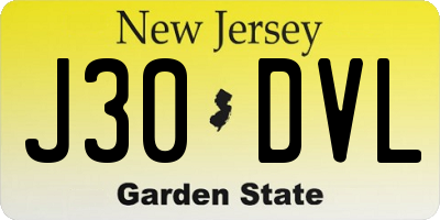 NJ license plate J30DVL