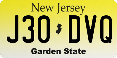 NJ license plate J30DVQ