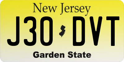 NJ license plate J30DVT