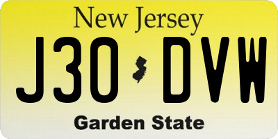 NJ license plate J30DVW