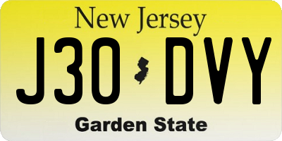 NJ license plate J30DVY