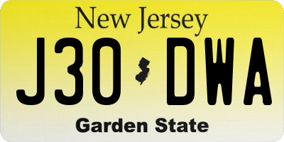 NJ license plate J30DWA