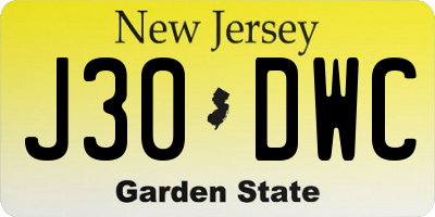 NJ license plate J30DWC