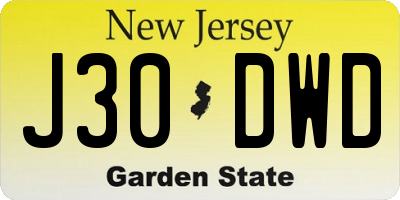 NJ license plate J30DWD
