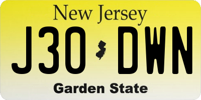NJ license plate J30DWN