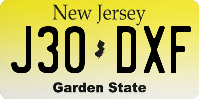 NJ license plate J30DXF