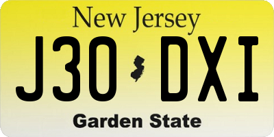 NJ license plate J30DXI