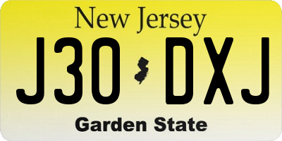 NJ license plate J30DXJ