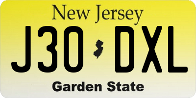 NJ license plate J30DXL