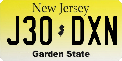 NJ license plate J30DXN