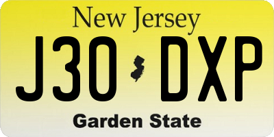 NJ license plate J30DXP