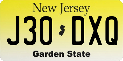 NJ license plate J30DXQ