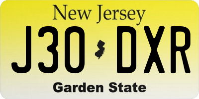 NJ license plate J30DXR