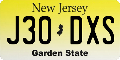 NJ license plate J30DXS