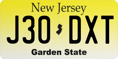 NJ license plate J30DXT