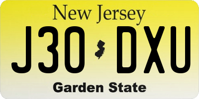 NJ license plate J30DXU