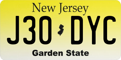 NJ license plate J30DYC