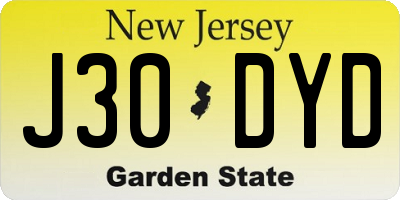 NJ license plate J30DYD