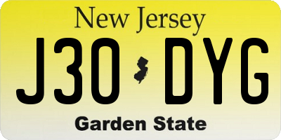 NJ license plate J30DYG