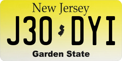 NJ license plate J30DYI