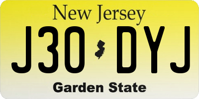 NJ license plate J30DYJ