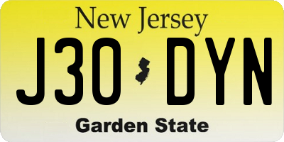 NJ license plate J30DYN