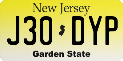 NJ license plate J30DYP
