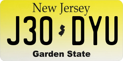 NJ license plate J30DYU