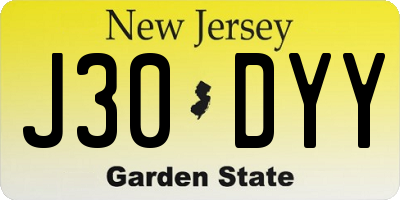 NJ license plate J30DYY