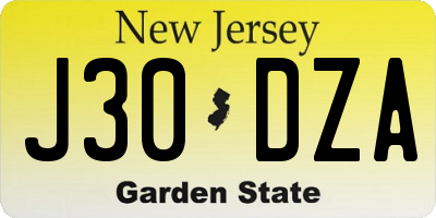 NJ license plate J30DZA