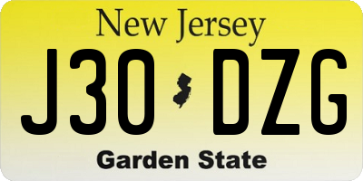 NJ license plate J30DZG