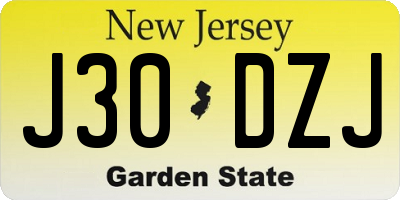 NJ license plate J30DZJ