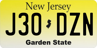 NJ license plate J30DZN