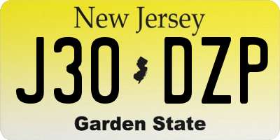 NJ license plate J30DZP