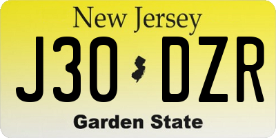 NJ license plate J30DZR