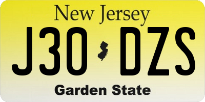 NJ license plate J30DZS