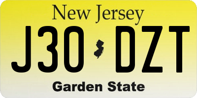 NJ license plate J30DZT