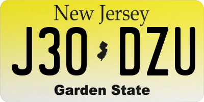 NJ license plate J30DZU