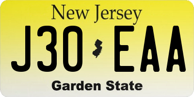 NJ license plate J30EAA
