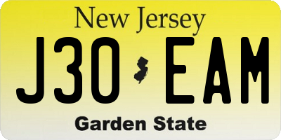 NJ license plate J30EAM