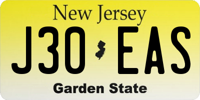 NJ license plate J30EAS