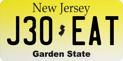 NJ license plate J30EAT